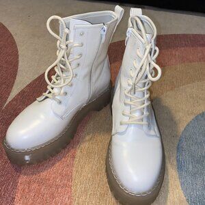 White Steve Madden Lace Up Combat Boots